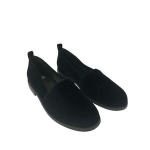 Eileen Fisher Demi 3 Velvet Flat Loafers Women's 6 Black Round Toe Slip On